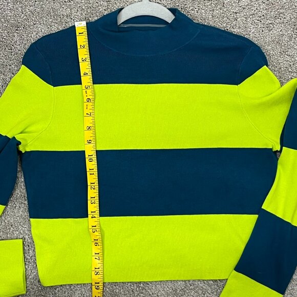 Victor Glemaud x Target Striped Mock Turtleneck Blue/Green Pullover Sweater - Picture 7 of 10